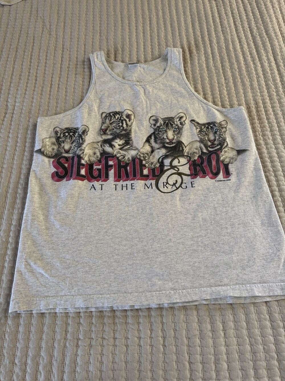 Vtg Siegfried & Roy Tee The Mirage Tiger Cub Mens XL Gray 90s Vegas Nostalgia